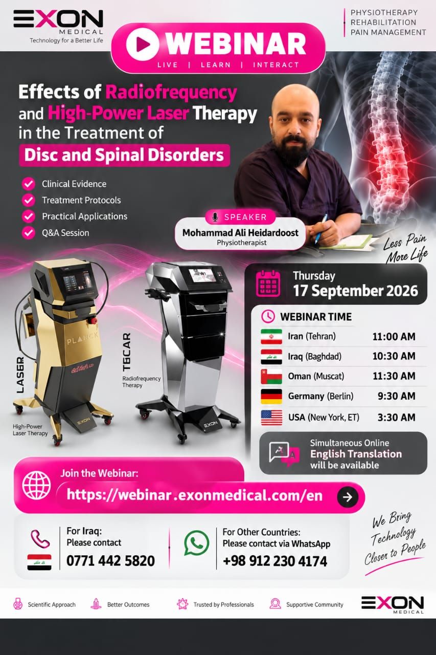 English webinar poster: TECAR and High-Power Laser Therapy, Mohammad Ali Heidardoost, 17 September 2026