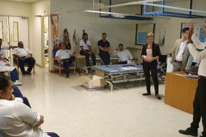 Holding a workshop on the therapy device at the Royal Hospital in Muscat, Oman